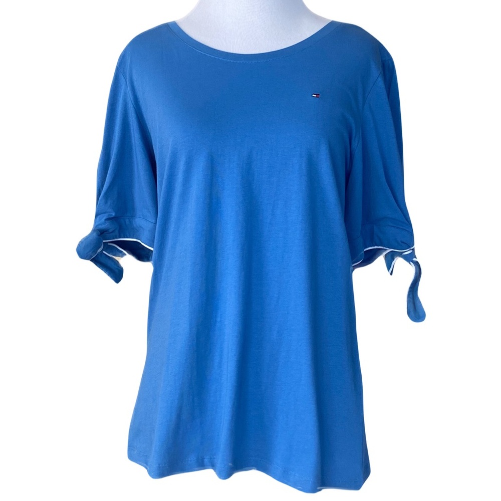TOMMY HILFIGER Blue T Shirt with Sleeve Ties